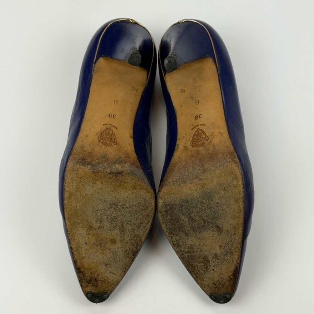 Gucci Viola Purple Leather Pointed Toe Heels Sz 38 Designer Made in Italy w/ Box - Picture 7 of 8